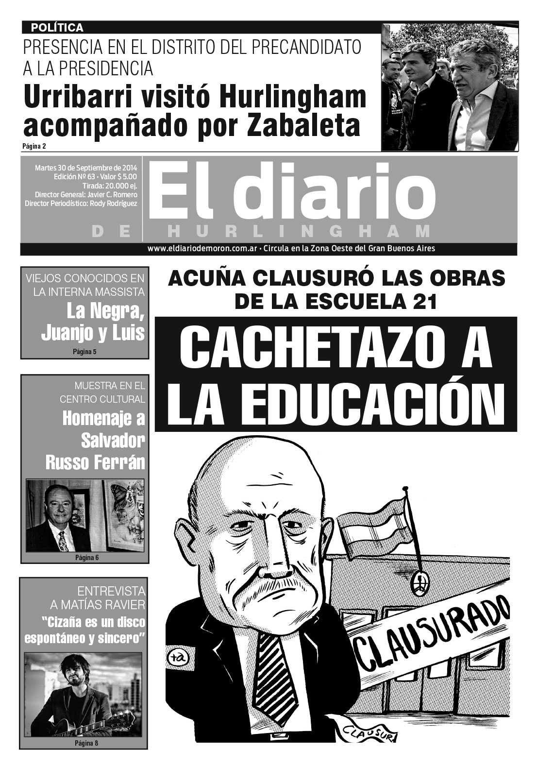 El Diario de Hurlingham 63: Cachetazo a la Educación El Diario de Hurlingham 63