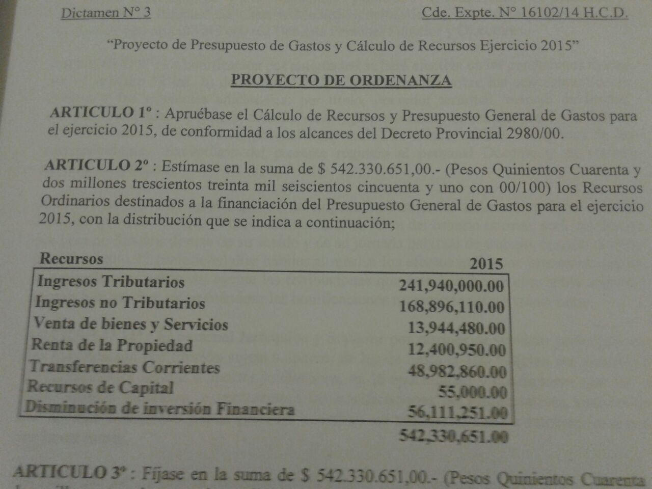Las sombras del presupuesto 2015 en Hurlingham Ordenanza Presupuesto 2015 Municipio Hurlingham