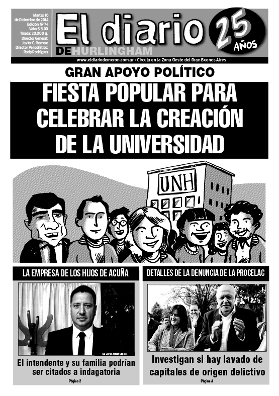 El Diario de Hurlingham 74: Fiesta popular por la creación de la Universidad El Diario de Hurlingham 74