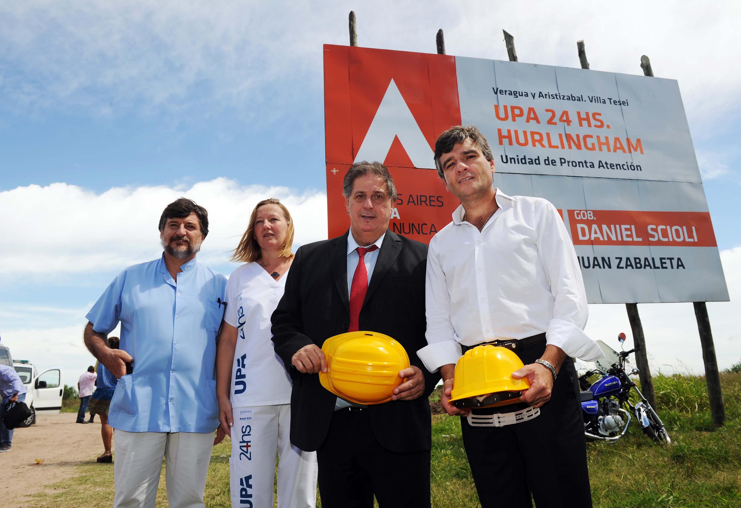 Comenzaron las obras de la UPA 24 en Hurlingham que estará terminado en mayo Collia y Zabaleta inicio obras hospital Hurlingham