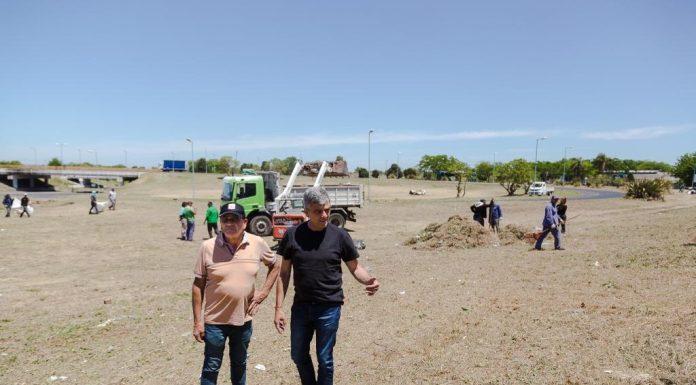 Zabaleta supervisó el operativo de limpieza en la llamada Triple Frontera